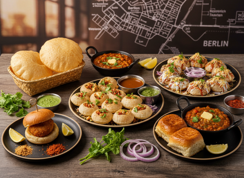 Vegetarian Indian street food platter in Berlin at Dosa Kingz
